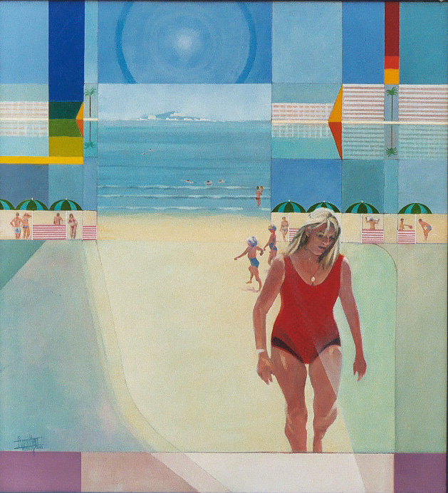 Mediterranean Beach Scene.   1m X 1m. by Terry Mullen |  Telephone: 01244 533 754 | Email:francisterencemullen@gmail.com