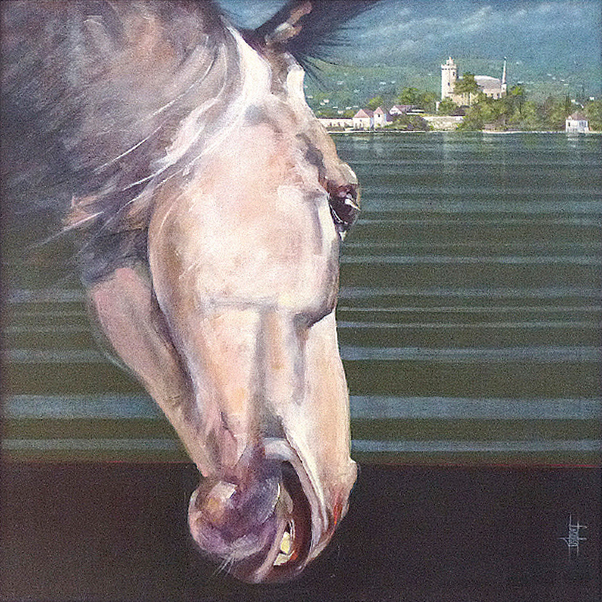 Horse... Lake Annecy, France  1m X 1m. by Terry Mullen |  Telephone: 01244 533 754 | Email:francisterencemullen@gmail.com